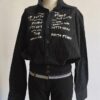 Chemise noire rayée vintage en coton – Taille 42 femme / XL homme