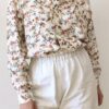 Blouse fleurie vintage années 80 en viscose – Taille 42