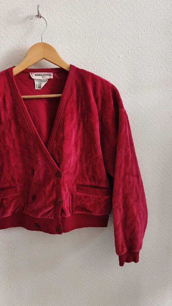 Veste vintage Sonia Rykiel en velours rouge – Taille 40/L