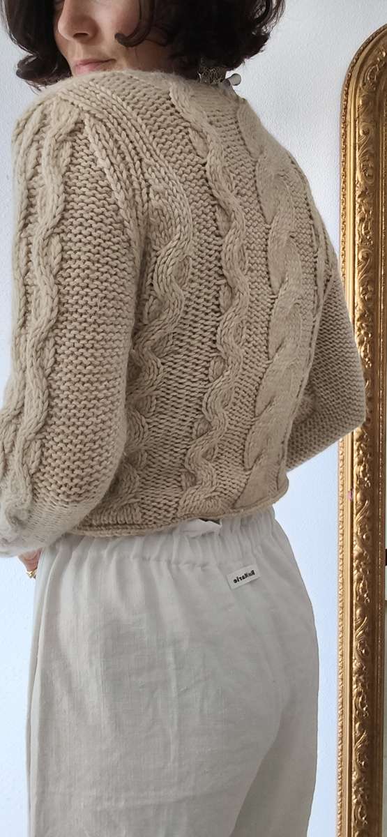 Pull court vintage Heine en laine mélangée – Taille 38