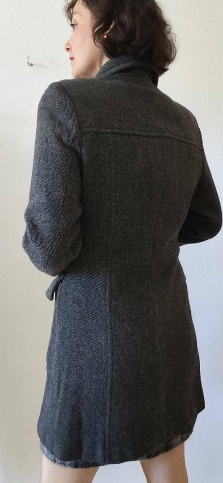 Manteau vintage gris laine & cachemire Made in Italy – Taille 40