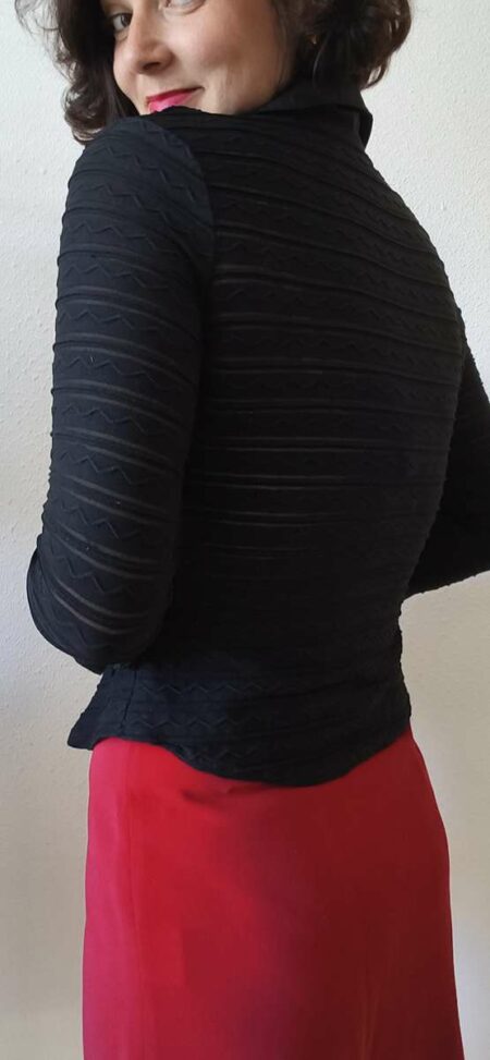 Chemisier noir texturé Y2K – Taille 38