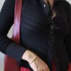 Chemisier noir texturé Y2K – Taille 38