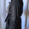 Manteau en cuir vintage noir col funnel – Taille 42/44