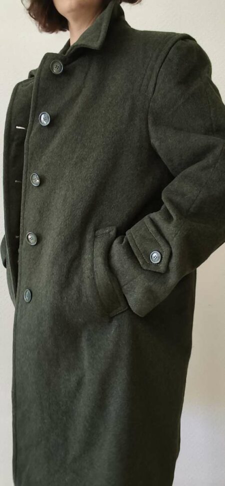 Manteau Loden vintage vert kaki 95 % laine – Taille 44/46