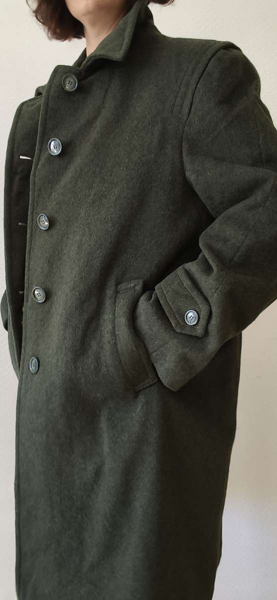 Manteau Loden vintage vert kaki 95 % laine – Taille 44/46