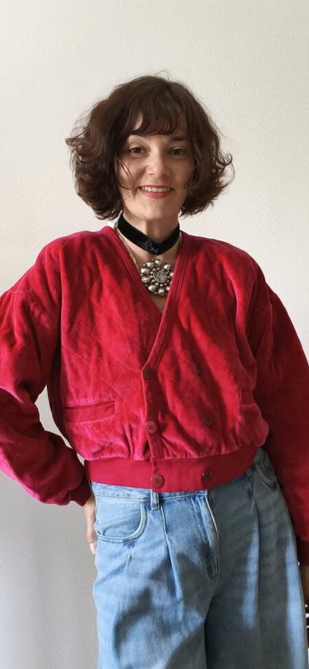 Veste vintage Sonia Rykiel en velours rouge – Taille 40/L
