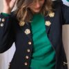 Blazer upcyclé noir – Détails couture & ornements dorés Taille 38/40