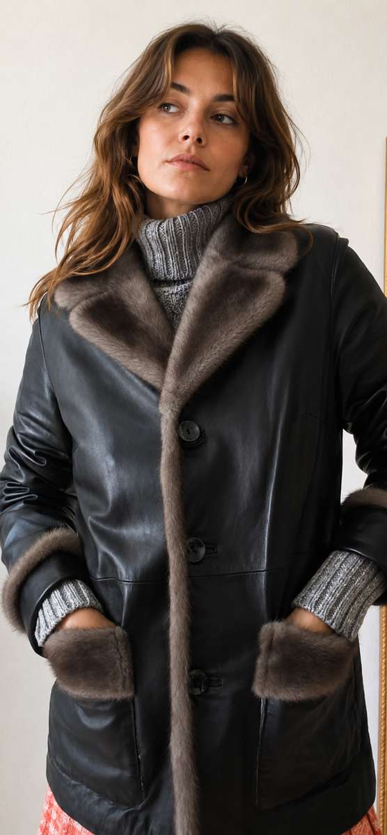 este vintage en cuir marron chocolat – taille 40 – 59 €