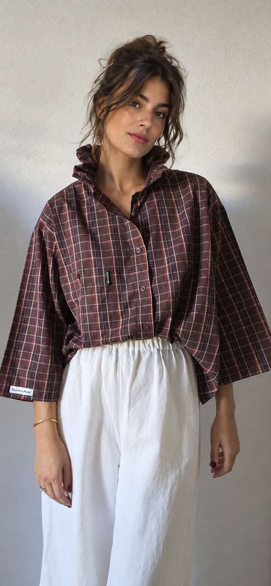 Chemise upcyclée collerette Rose & Marie Taille