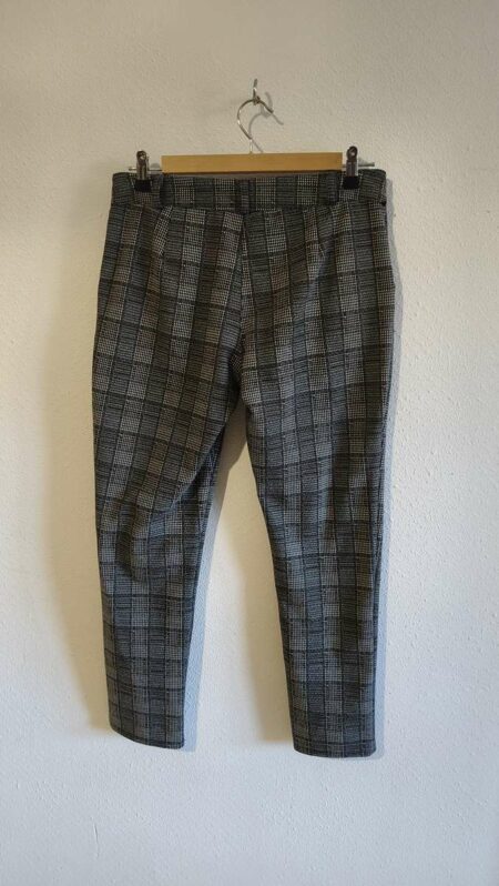 Pantalon femme à carreaux stretch noir et beige – Taille 42