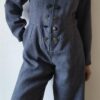 Combinaison jupe-culotte vintage bleu gris – Taille 40