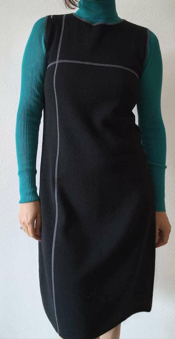 Robe vintage Saint James noire sans manches – Taille 42