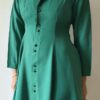 Robe vintage années 80 verte et noire à boutons – Taille 38