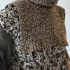 Col roulé amovible vintage en grosse maille chinée marron et écru