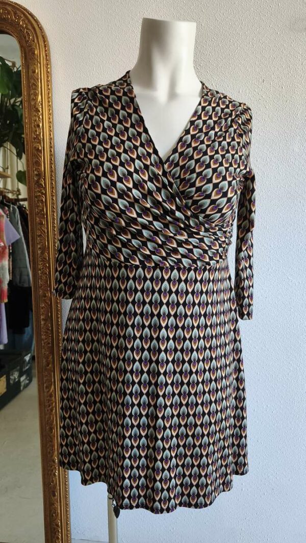 Robe portefeuille stretch imprimé géométrique – Taille 46