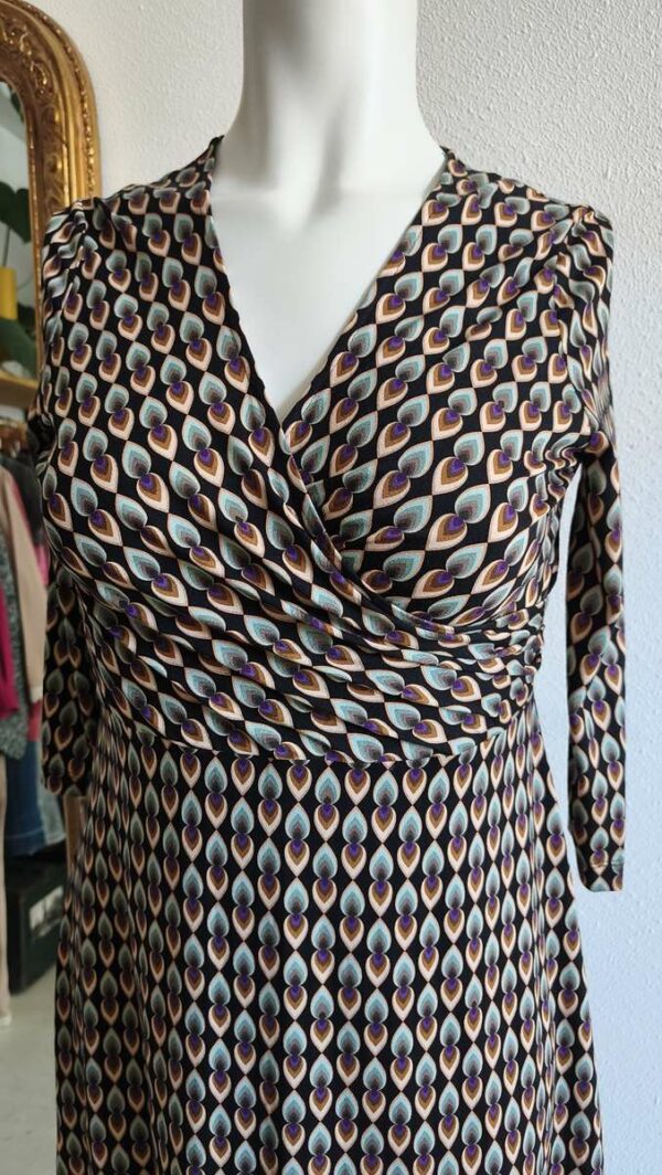 Robe portefeuille stretch imprimé géométrique – Taille 46