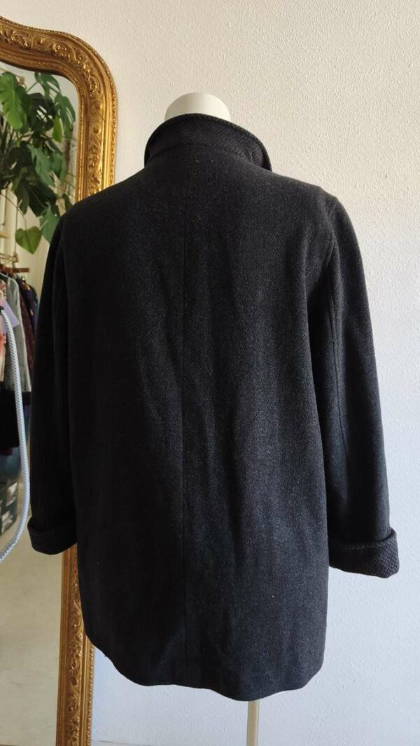 Manteau court vintage en laine gris souris – Taille 46