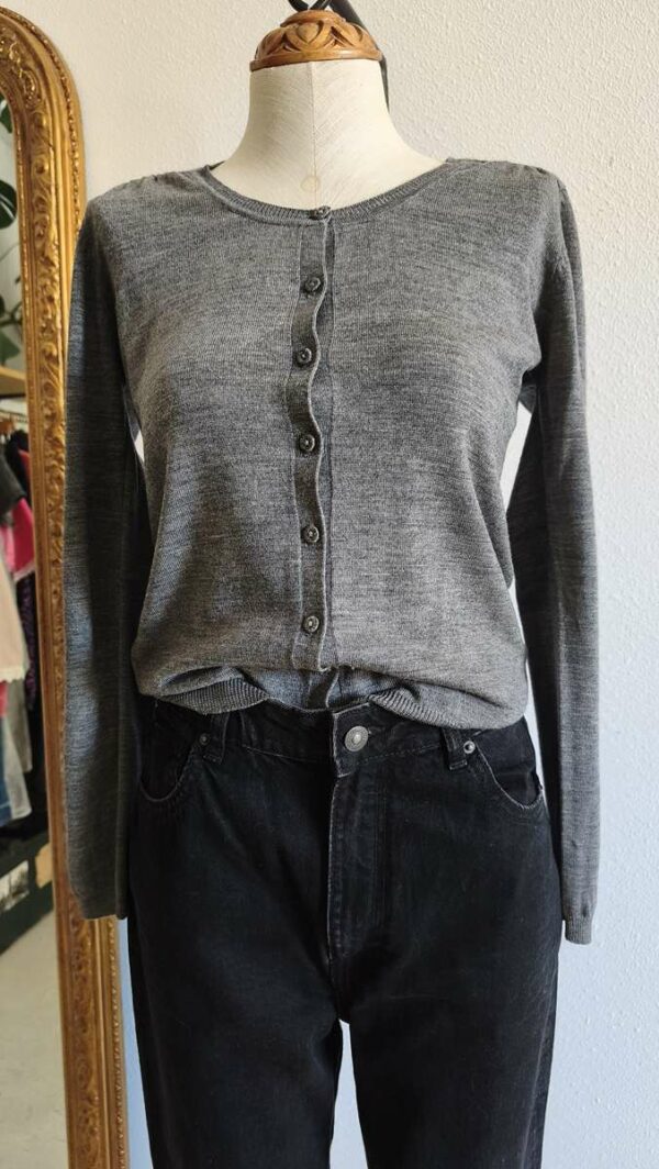 Cardigan femme 100 % laine mérinos Jodhpur gris – Taille 36/38