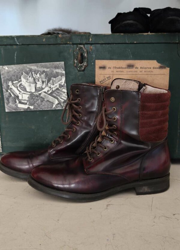 Bottines en cuir bordeaux doublées peau – Pointure 38,5/39