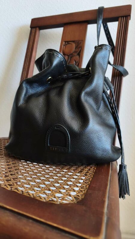 Sac seau en cuir noir Étrier – Sac bandoulière femme