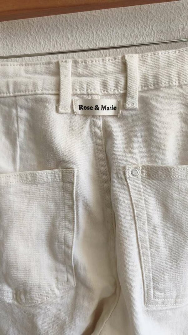 Jean wide leg blanc à dentelle – Upcycling Rose & Marie – Taille 40