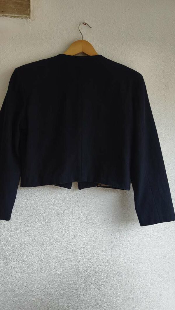 Veste courte vintage bleu marine en laine épaisse – Zips dorés