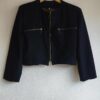 Veste courte vintage bleu marine en laine épaisse – Zips dorés