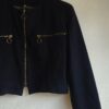 Veste courte vintage bleu marine en laine épaisse – Zips dorés
