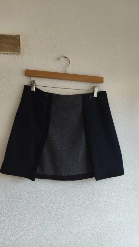 Mini-jupe vintage Kookai bleu marine en laine – Taille 38