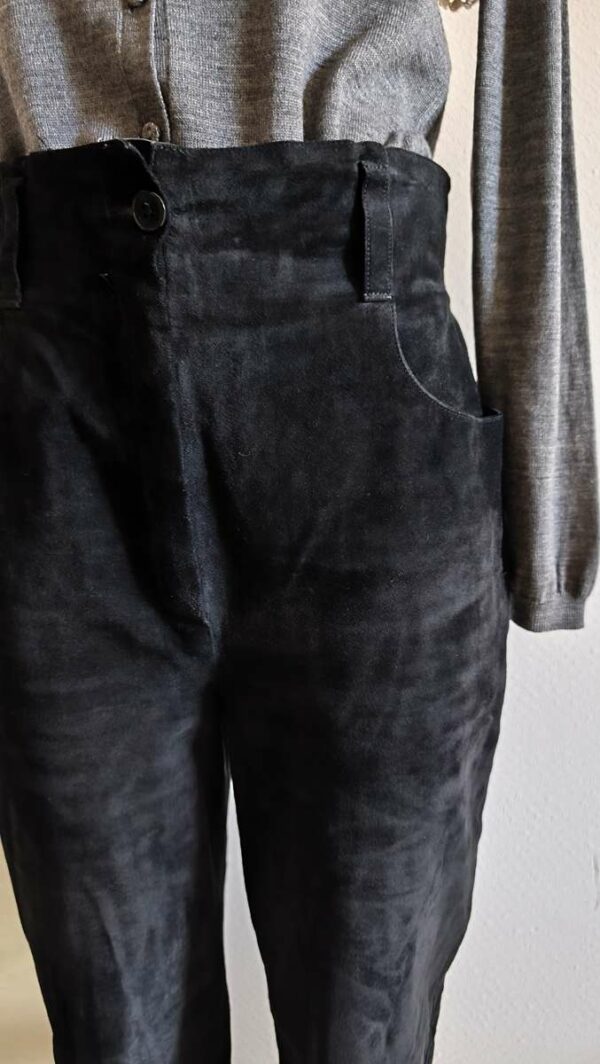 Pantalon vintage en daim véritable noir Georges Rech – Taille haute 36