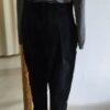 Pantalon vintage en daim véritable noir Georges Rech – Taille haute 36