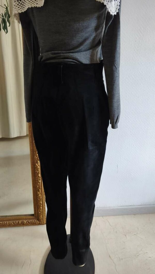 Pantalon vintage en daim véritable noir Georges Rech – Taille haute 36