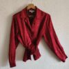 Chemisier vintage rouge satiné effet froissé – Années 90 – Taille 40