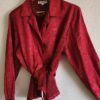 Chemisier vintage rouge satiné effet froissé – Années 90 – Taille 40