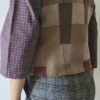 Gilet sans manches femme en laine beige – Dos patchwork – Taille 42