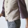Gilet sans manches femme en laine beige – Dos patchwork – Taille 42