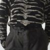 Top vintage années 80 noir à motifs métallisés – Taille 42 à 46