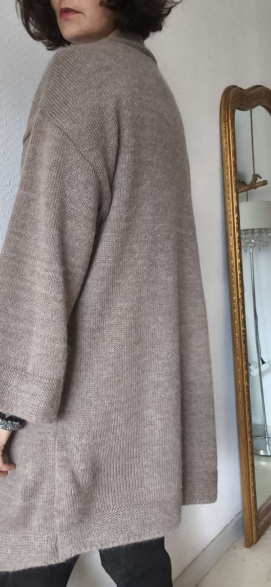 Gilet long femme en mohair Jonas Tricot taupe – Maille oversize