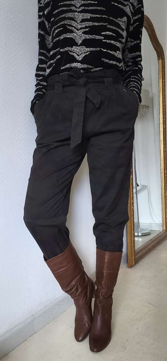 Pantalon cargo femme Zara taille haute noir – Taille 40