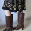 Bottes femme André en cuir camel à talons – Pointure 41