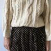 Pull irlandais vintage en laine écrue à grosses torsades – Taille 38/40