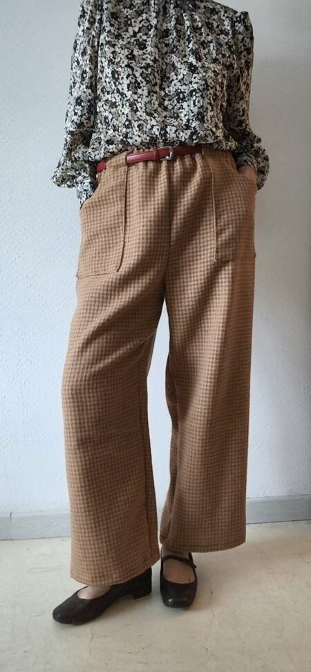 Pantalon ample bicolore en tissus vintage