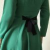 Robe vintage années 80 verte et noire à boutons – Taille 38