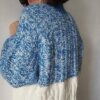 Pull vintage oversize en grosse maille bleu et blanc – Taille 42
